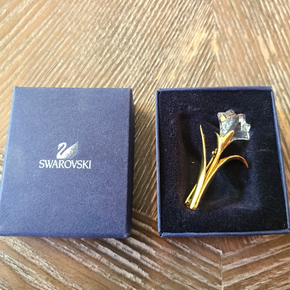 Swarovski Gold Crystal Memories Floral Brooch